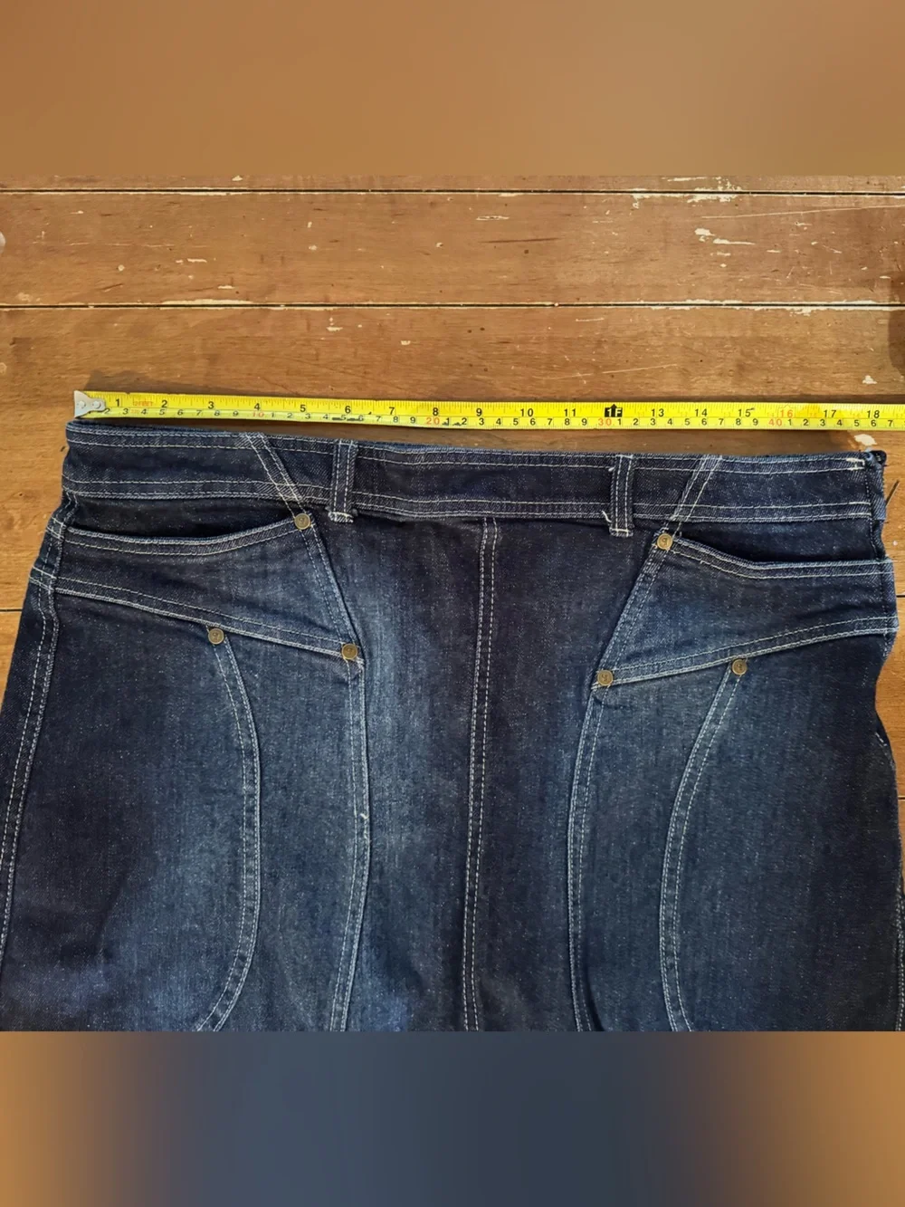 Anthropologie Pilcro Fluted Denim Midi Skirt Dark Wash Western, Women’s 14